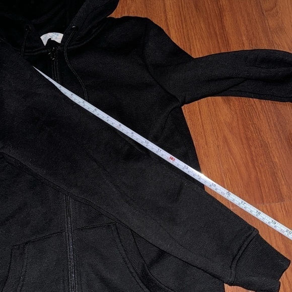 Primark black jacket fleece hoodie with black zip and drawing size XXS - Picture 5 of 7